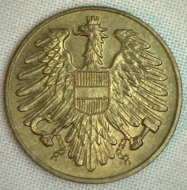 1954 Austria 20 Groschen Aluminum Bronze BU Uncirculated Imperial Eagle Hammer