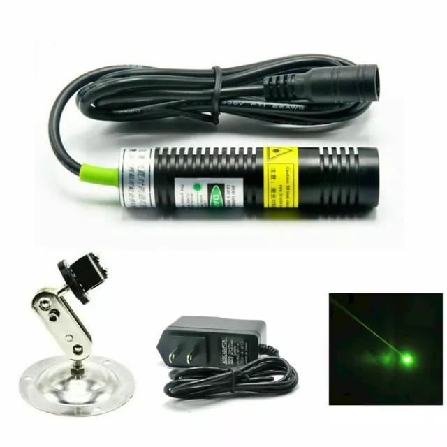 532nm 10mw green dot laser module w DC adapter & Adjustable bracket 18x75mm