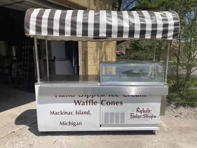 Portable Ice Cream Cart, Food Cart W/built In Sink, Water Heater, Canopy