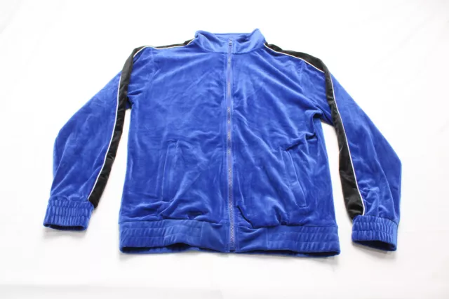 Rebel Minds Men's Zip-up Pocketed Velour Track Jacket LC7 Royal Blue Medium NWT