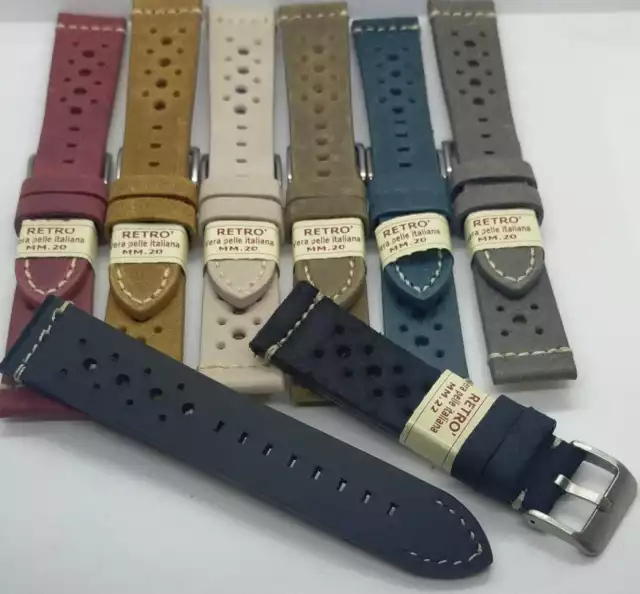 Bracelet en Cuir Italien Vintage Style RACING mm20-22-24 Watchstrap Cuir