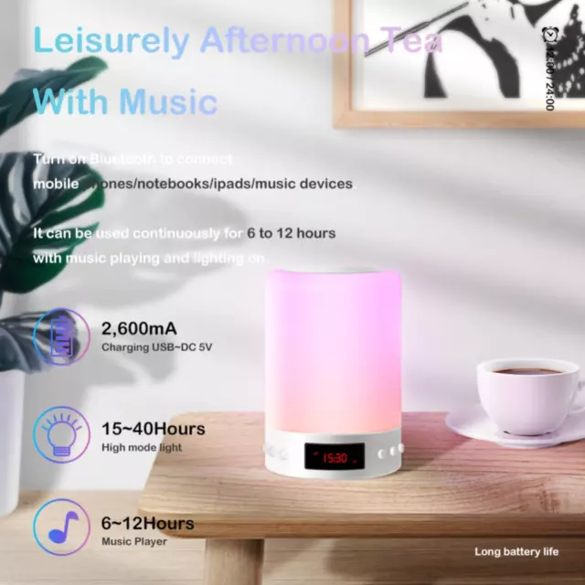 Portable Night Light, Touch LED Pat Light, USB Bluetooth Speaker ,Clock Alarm 3