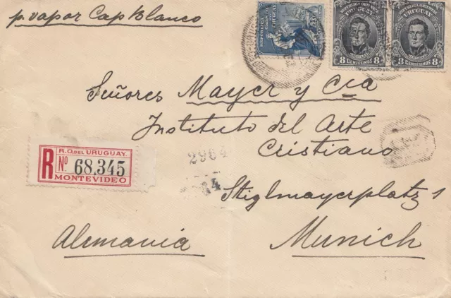 Uruguay 1911: registered Montevideo to München