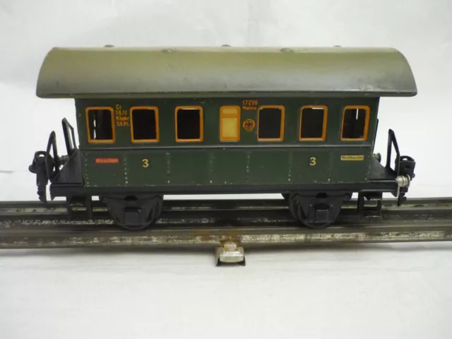 Märklin Old 1933-39, 1727/0 Passenger Car spur 0, Metal Wagon, very good