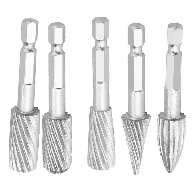 5x 1/4inch Hex Shank High Speed Steel Burrs Files Tools For Aluminum