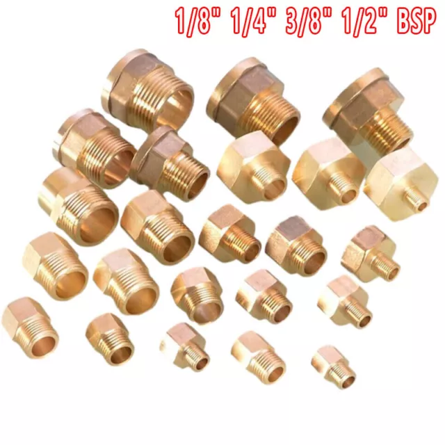 1/8" 1/4" 3/8" 1/2" BSP Connector Brass Reducing Adaptor Union Female To Male