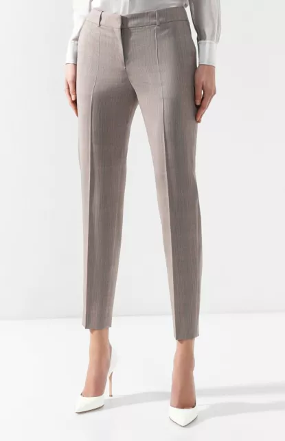 Hugo Boss Tinufa Micro Stripe Crop Straight Leg Wool Pants SZ 0 $248 New