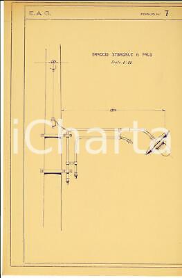 1930 ca E.A.G ENTE ADIGE-GARDA Braccio stradale a palo *Progetto 22x32 cm 