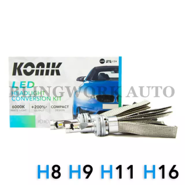 KONIK LED H8 H9 H11 H16 +200% 6000K Headlight Kit for Ford Ranger PX2 Wildtrak