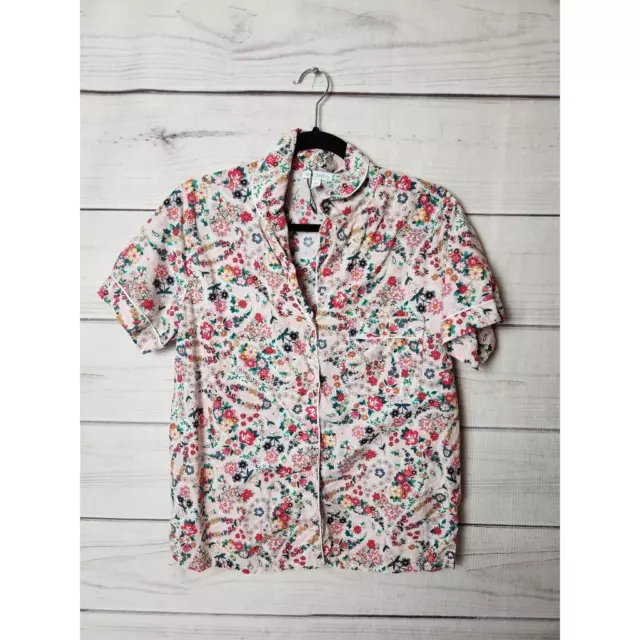 Vera Bradley Womens Lounge Shirt Multicolor Floral Pocket Button Up Pajama Top S