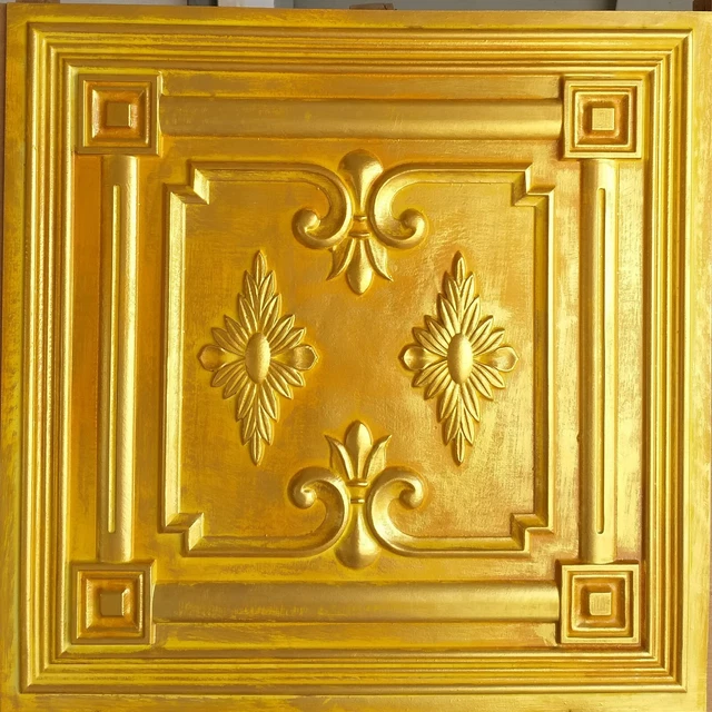 Ceiling tile drop in Faux tin golden decor restaurant wall panel PL63 10pcs/lot