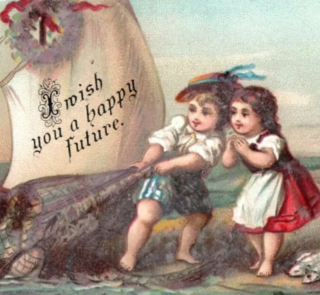 1880s Victorian Birthday Cards Children Fantasy Sea Cherub Lot Of 3 F130