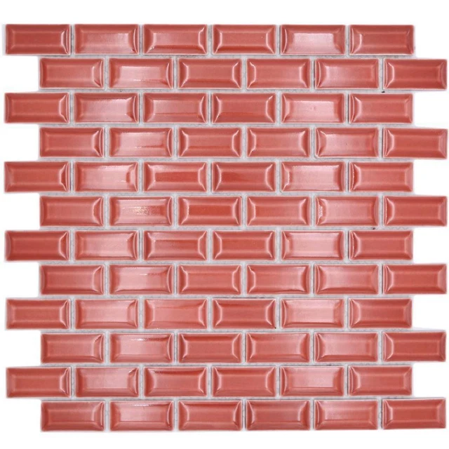 Azulejos de mosaico de cerámica vendaje de pared compuesto liso rojo espejo de azulejos | 10 alfombras