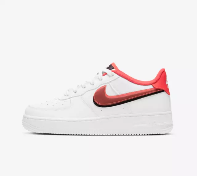 Nike Air Force One LV8 Double Air Swoosh Overbranding Sz 4.5y CJ4092-100  White