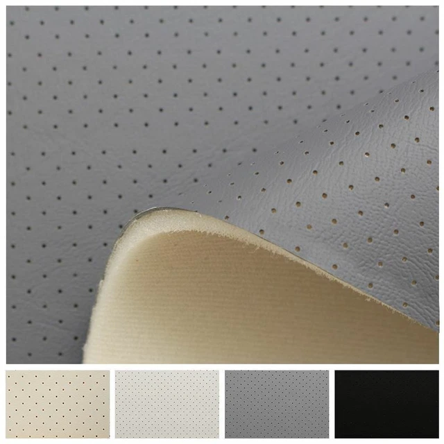 Off White Ivory Perforated Headlining 4 Mm Scrim Foam Backed Leather Vinyl