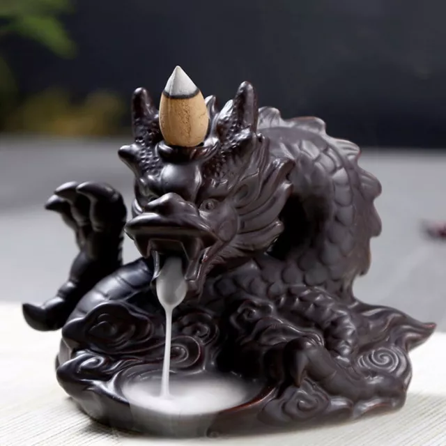 Dragon Waterfall Backflow Incense Burner Censer Exquisite Ceramic Craftsmanship