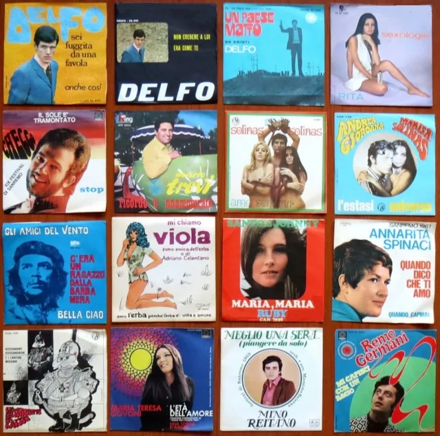 LOTTO 16 Dischi Vinile 45 Giri Canzoni Italiane Anni 60-70 Sanremo Vintage RARE