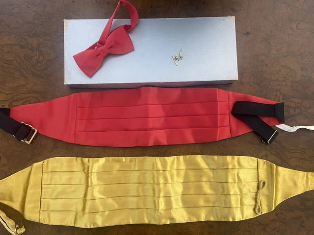 Vintage Military Officer’s Holiday Cumberbund Set Red Gold
