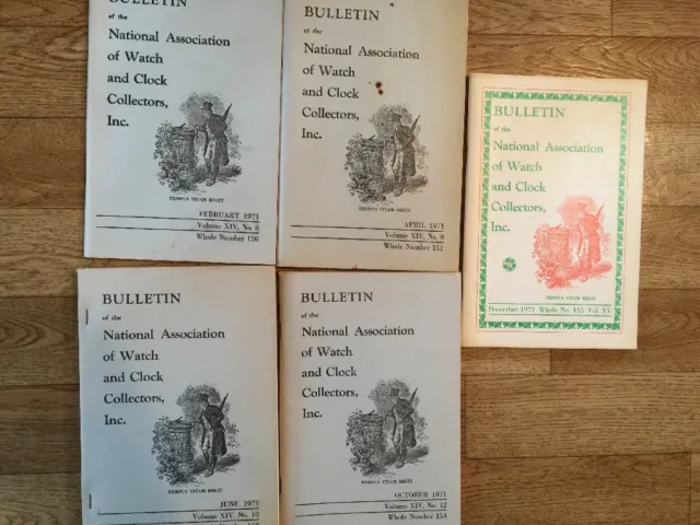 Bulletin of the National Association of Watch & Clock Collection 5 Booklets 1971