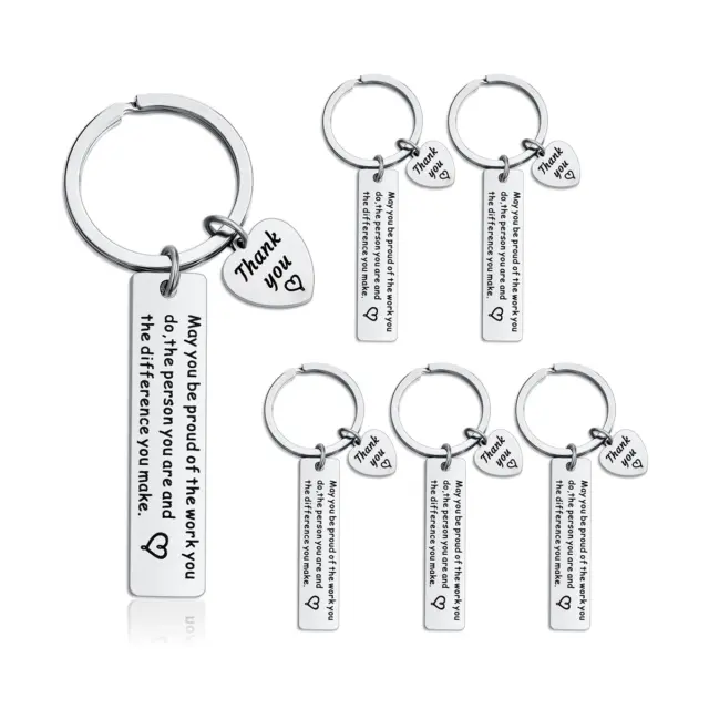 6 Pcs Thank You Gifts Keychain Appreciation Keychain Make a Difference Insp D6P7