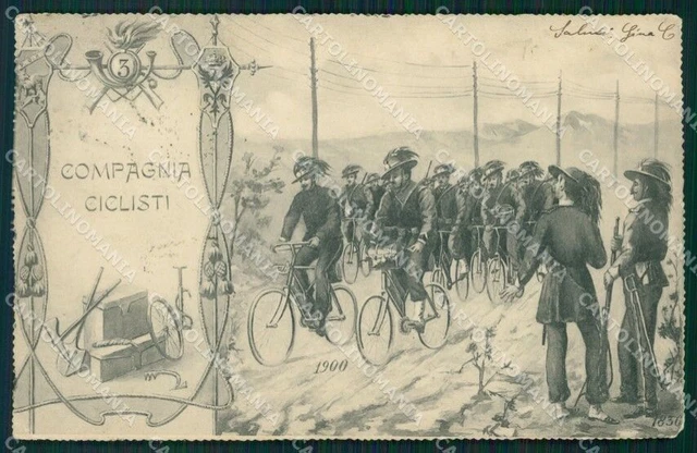 Militari Bersaglieri Compagnia Ciclisti III Reggimento cartolina QT5637