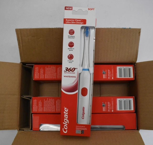 Lote de 4 cepillos de dientes blanqueadores suaves con batería Colgate 360 Advanced Sonic