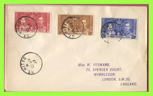 St. Christopher & Nevis 1937 KGVI Coronation set First Day Cover, St Kitts