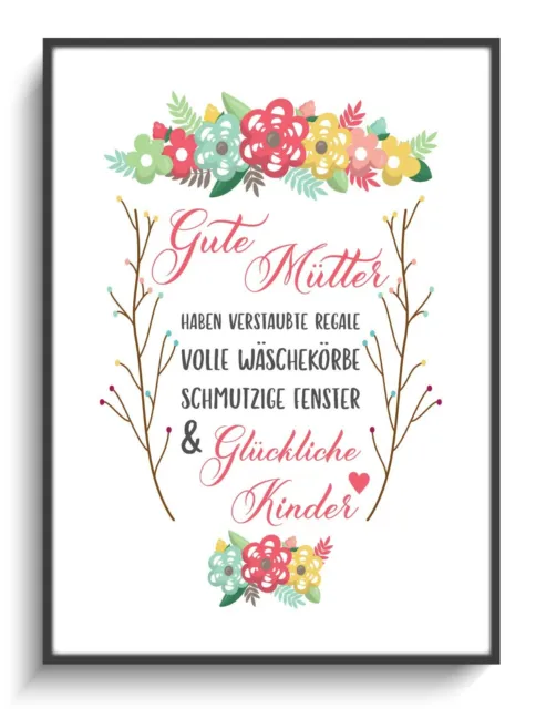 Muttertag Geschenk A4 Bild Karte Sprüche Gute Mütter Beste Mama Kunstdruck