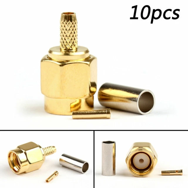 10× RP-SMA Mâle Jack Ondulation Connecteur Câble Pour RG174 RG316 LMR100 WiFi