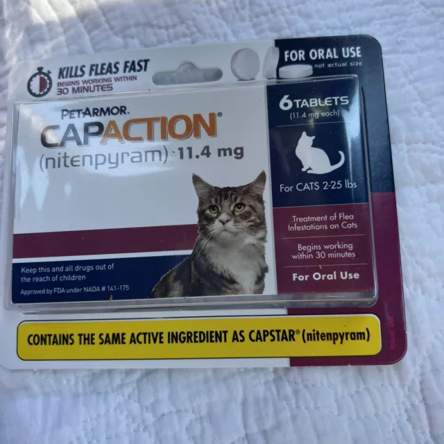 CapAction Fast Acting Oral Flea Treatment for Cats  6 Count New EXP 2026