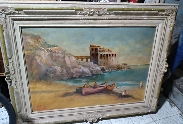 Dipinto Ad Olio Su Compensato Anni 50 Firmato .Marina