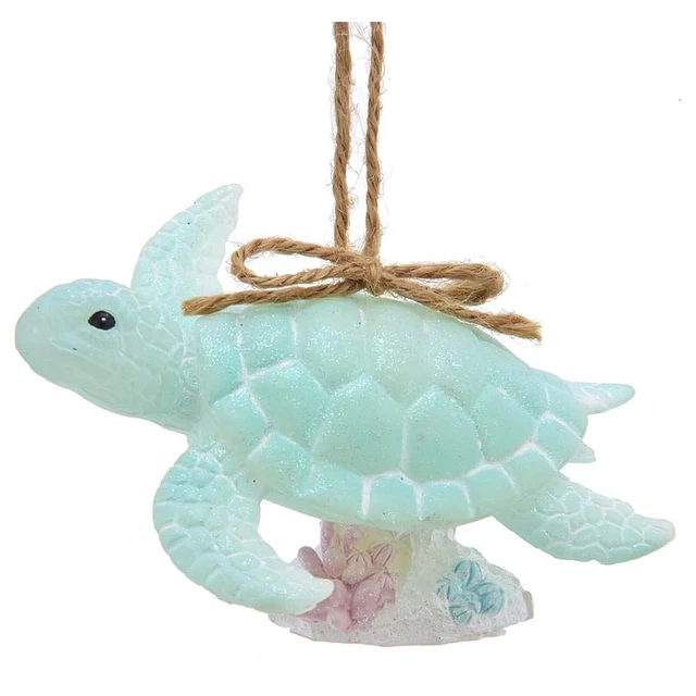 3.75" Kurt Adler Green Sea Turtle Ornament Retro Ocean Beach Christmas Decor