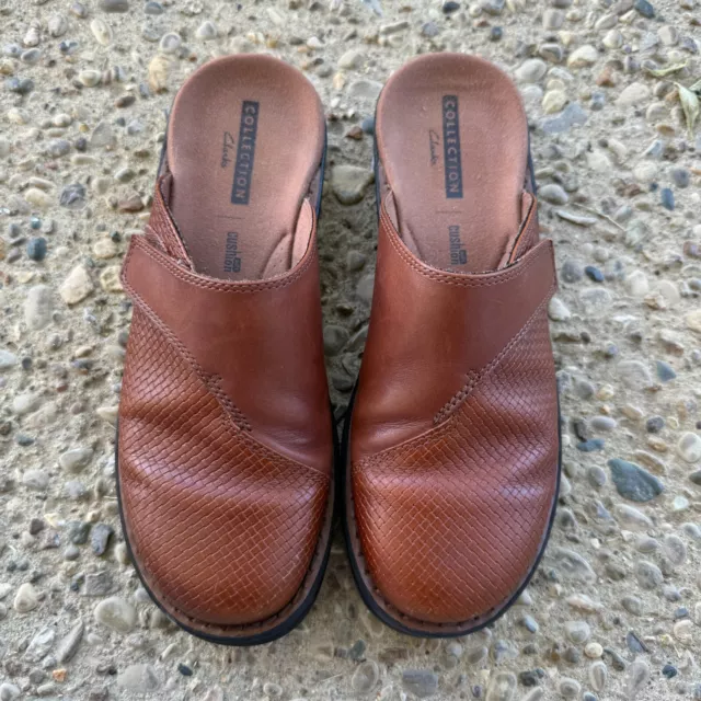 CLARKS COLLECTION PATTY Tanya Mule Clogs Womens 8 Brown Leather Soft Cushion 25.19 PicClick