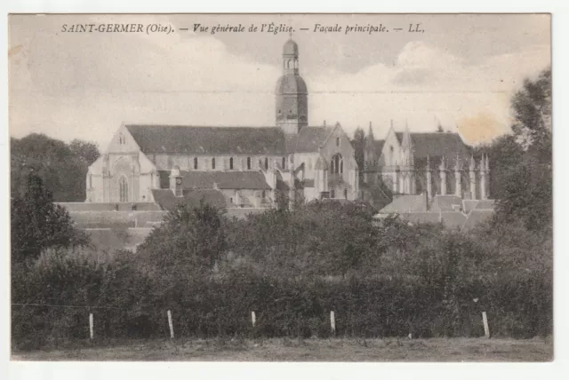 SAINT GERMER - Oise - CPA 60 - l' Eglise - 4 points de colle au dos