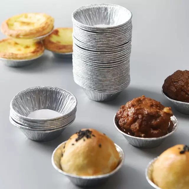 100* Disposable Aluminum Foil Tart Pan Mini Pot Pie Tart Bake Plate Tin Pan Mold