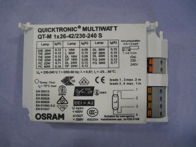 Ballast électronique OSRAM Quicktronic QT-M 1X26-42/230-240 S - Pour Tube Fluorescent - Occasion