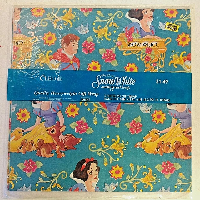 VINTAGE NOS CLEO Disney Character Gift Wrap Snow White Seven Dwarves