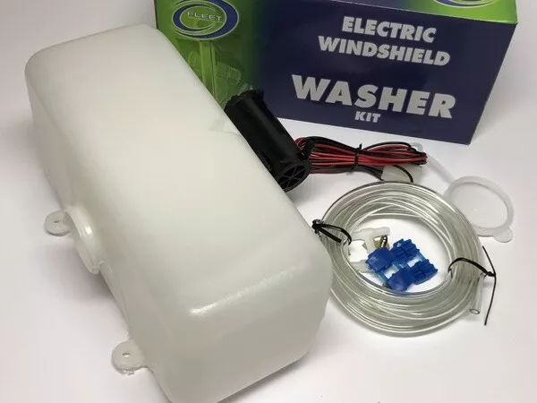 Windscreen washer bottle kit 1.5L 12V horizontal plastic universal tank FWKH1 2