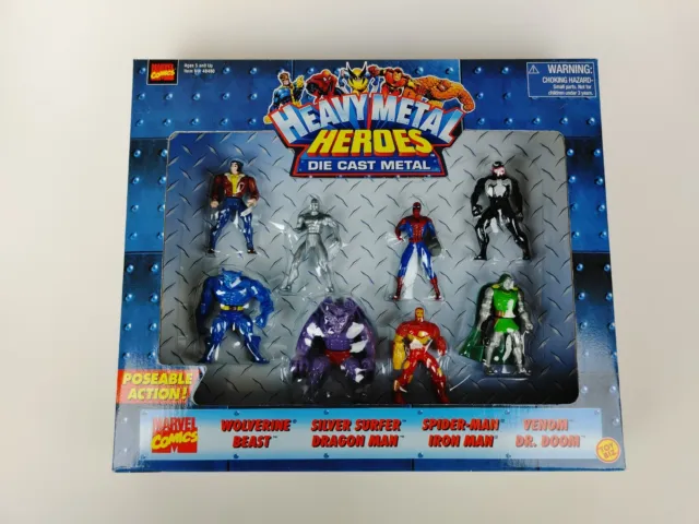 Heavy Metal Heroes 8-Pack Diecast Metal Action Figures Marvel Toy Biz 1998 New