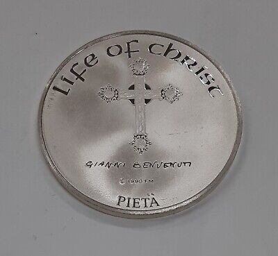 Franklin Mint Life of Christ .925 Silver Medal by Benvenuti- Pieta