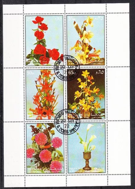 v3682 Sharjah/ Blumen  MiNr 1210/15 o Zusammendruckbogen