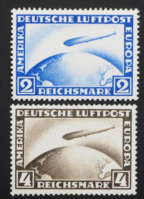 1928 DR, beide Flugpostmarken Zeppelin, ungebraucht, MiNr- 423/24, ME 90,-