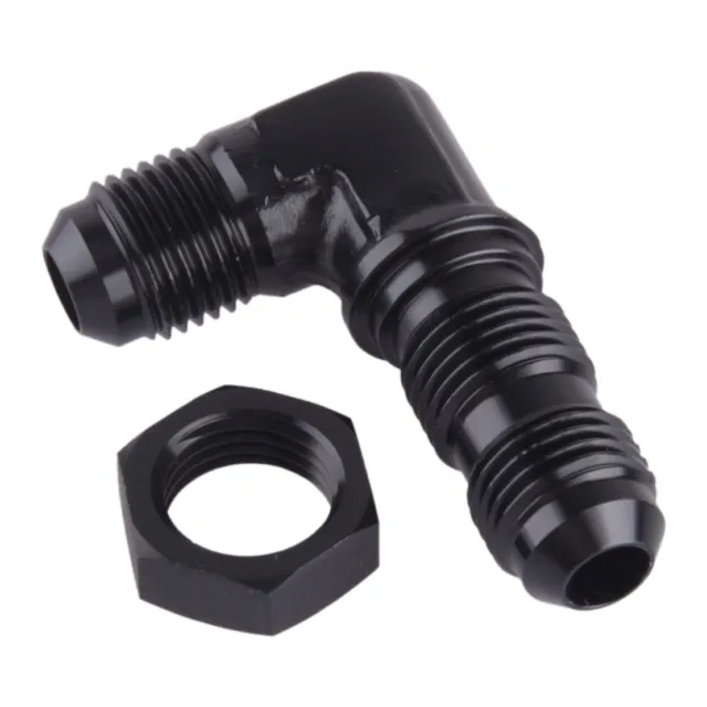 Aluminum 90 Degree 6AN Male Flare Union Bulkhead Fitting Adapter With Nut