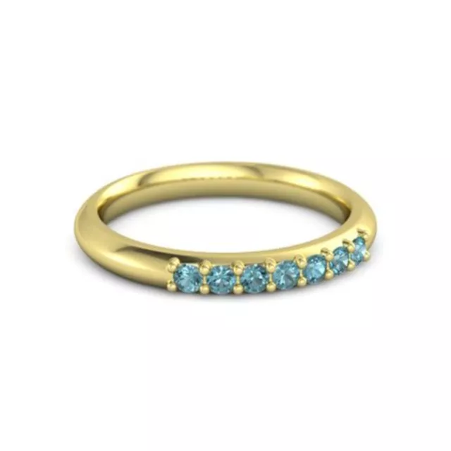 LONDON BLUE TOPAZ Gemstone 10k Yellow Gold Eternity Ring Size 7 For ...