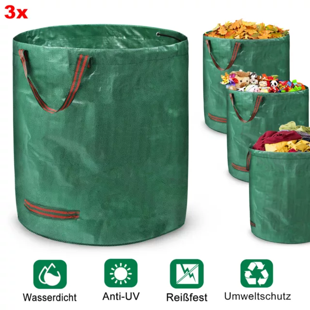 3x 272 Liter Gartensack Set Laubsack Rasensack Gartenabfallsack Gartentasche XXL