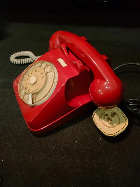 Telefono Sip Fisso Vintage rosso  a disco rotella Modernariato