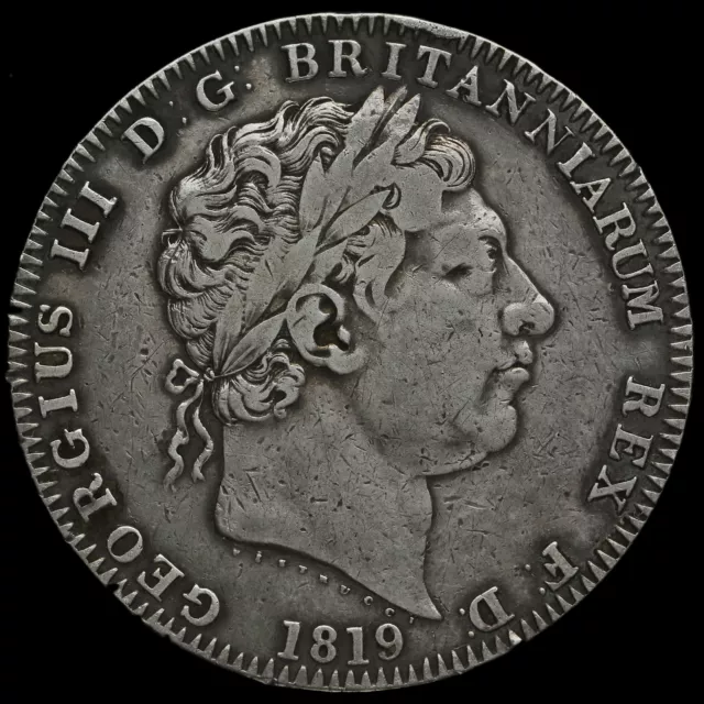1819 George III Milled Silver LIX Crown, GF