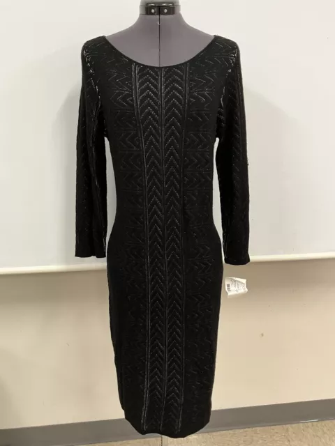 Calvin Klein Women’s Long Sleeve Lace Overlay Dress Black Sz L NEW W/Tags