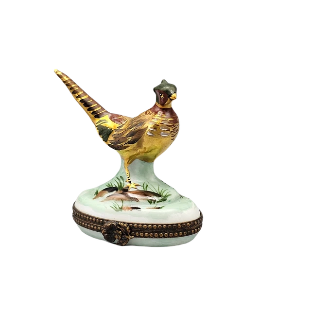 Vintage Limoges Porcelain Pheasant Bird Trinket Box