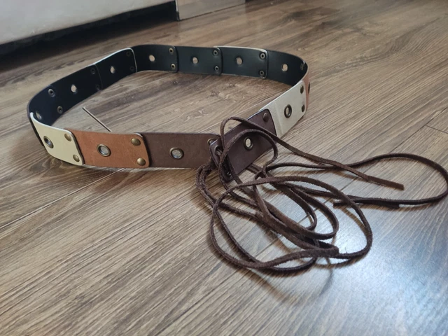 Cintura vintage anni '90 y2k marroni festival hipster retrò legata vita bassa 33"